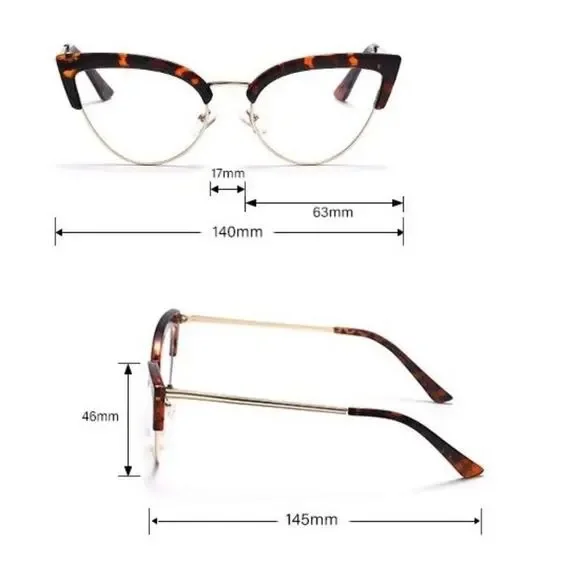 🔥SALE🔥 Pink Cat Eye Half Frame Glasses retro anti-blue light computer specks - Picture 7 of 10